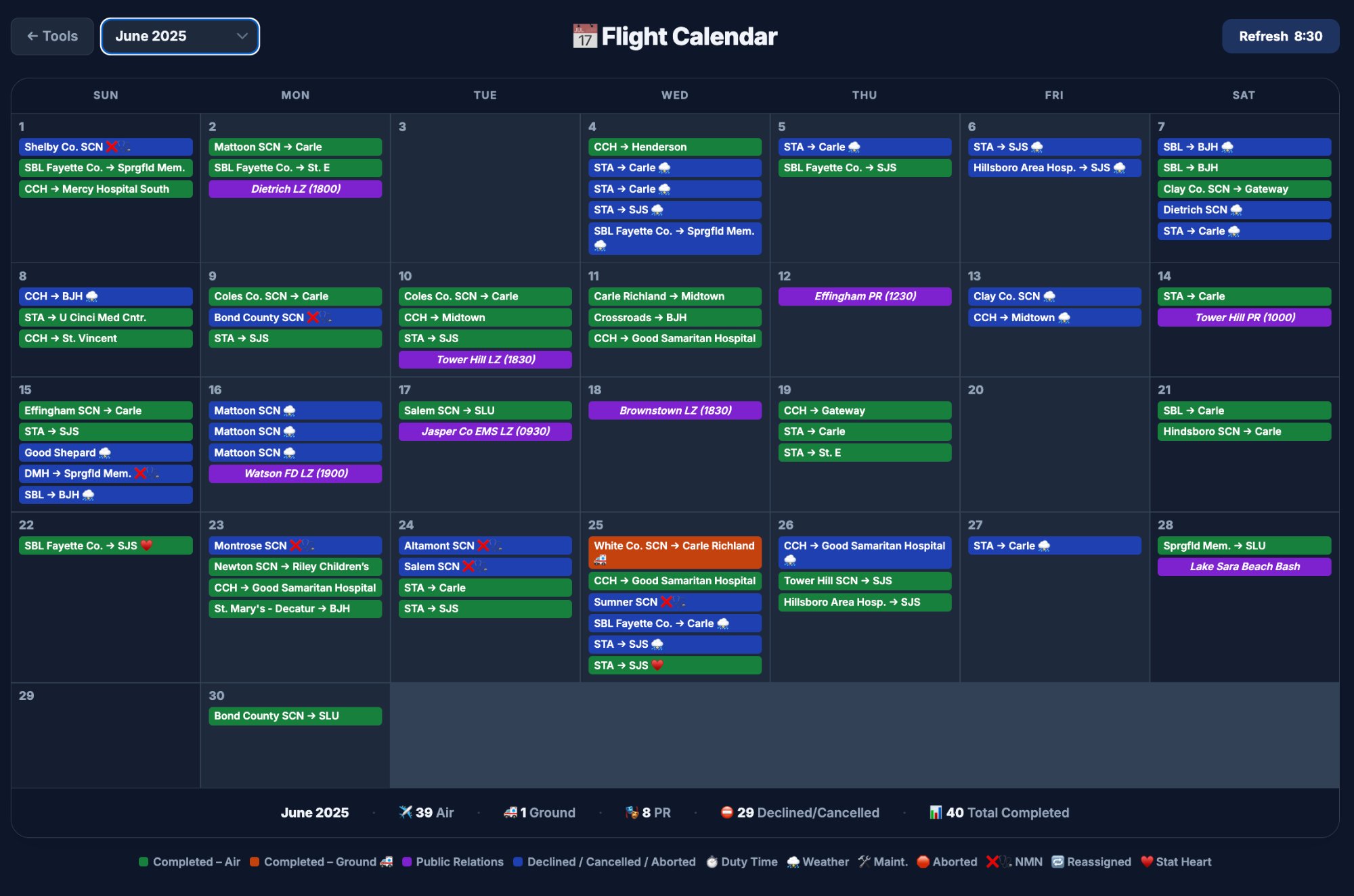 Flight Calendar